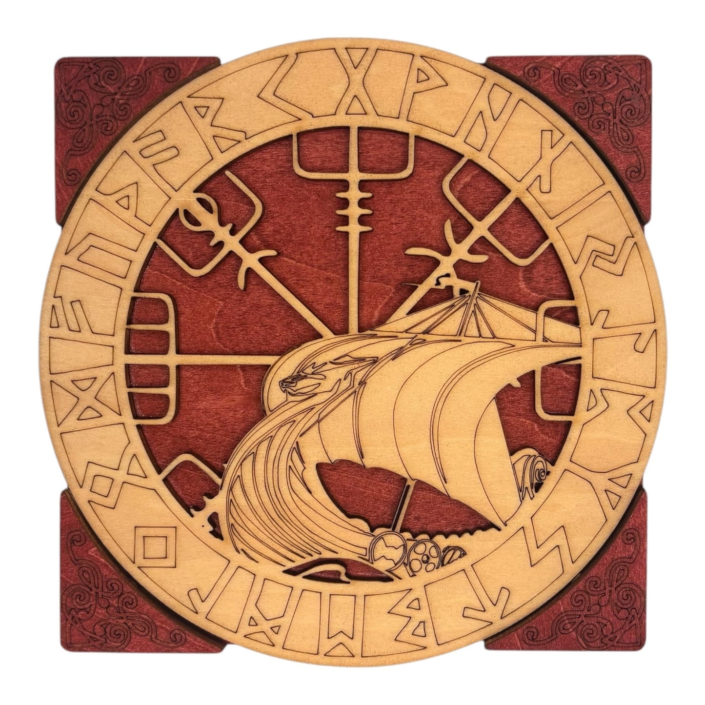 boite viking avec mécanisme pas de casse tête , boite à bijoux secrets trésors , belle décoration intérieur fabrication française et artisanale en gravure et découpe laser