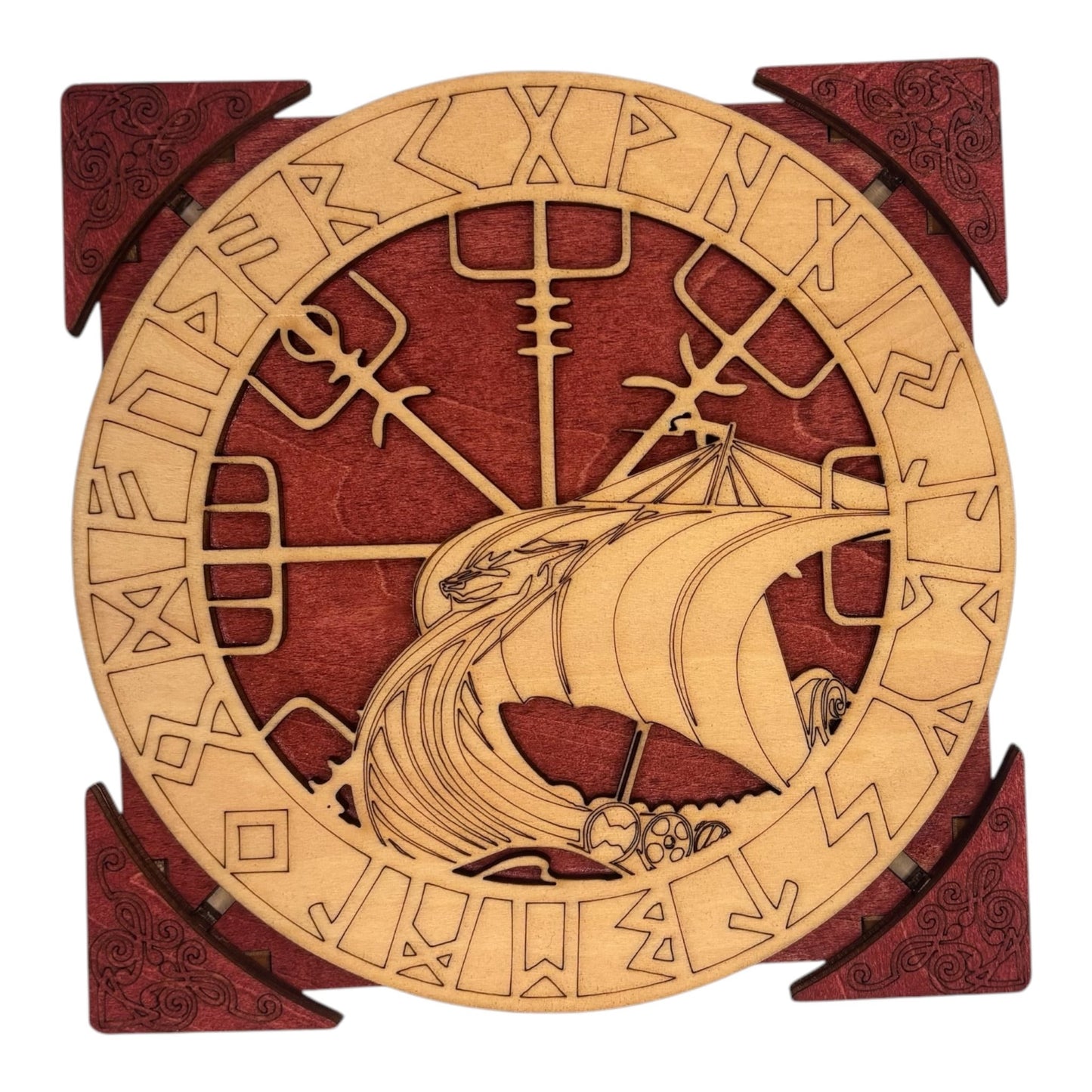 Boite viking à mécanisme , pas de casse tête , boite à bijoux secrets trésors , belle décoration intérieur fabrication française et artisanale en gravure et découpe laser