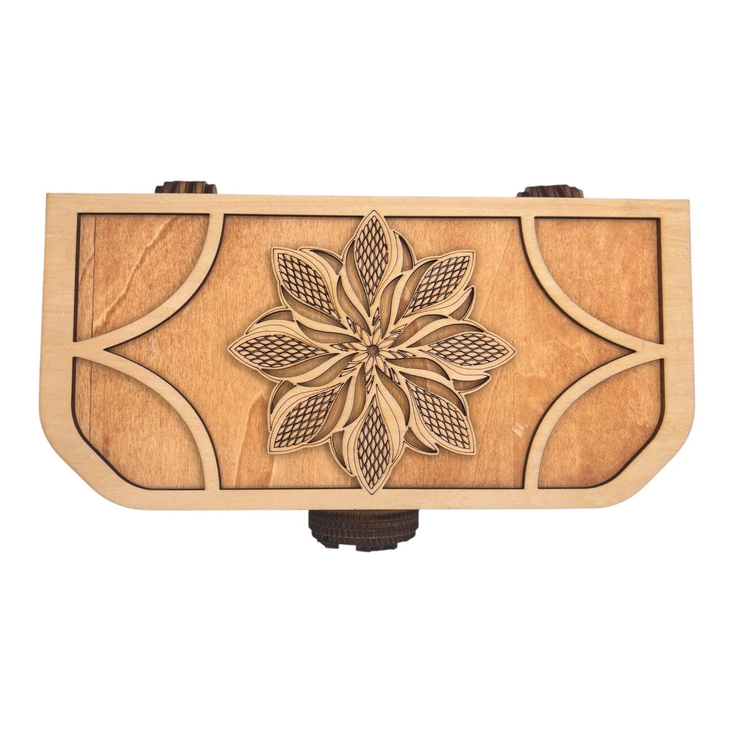 Coffre à trésor , boite ne bois avec mécanisme engrenage sans casse tete pour bijoux , secrets décoration intérieur en gravure et decoupe laser fabrication francaise et artisanale