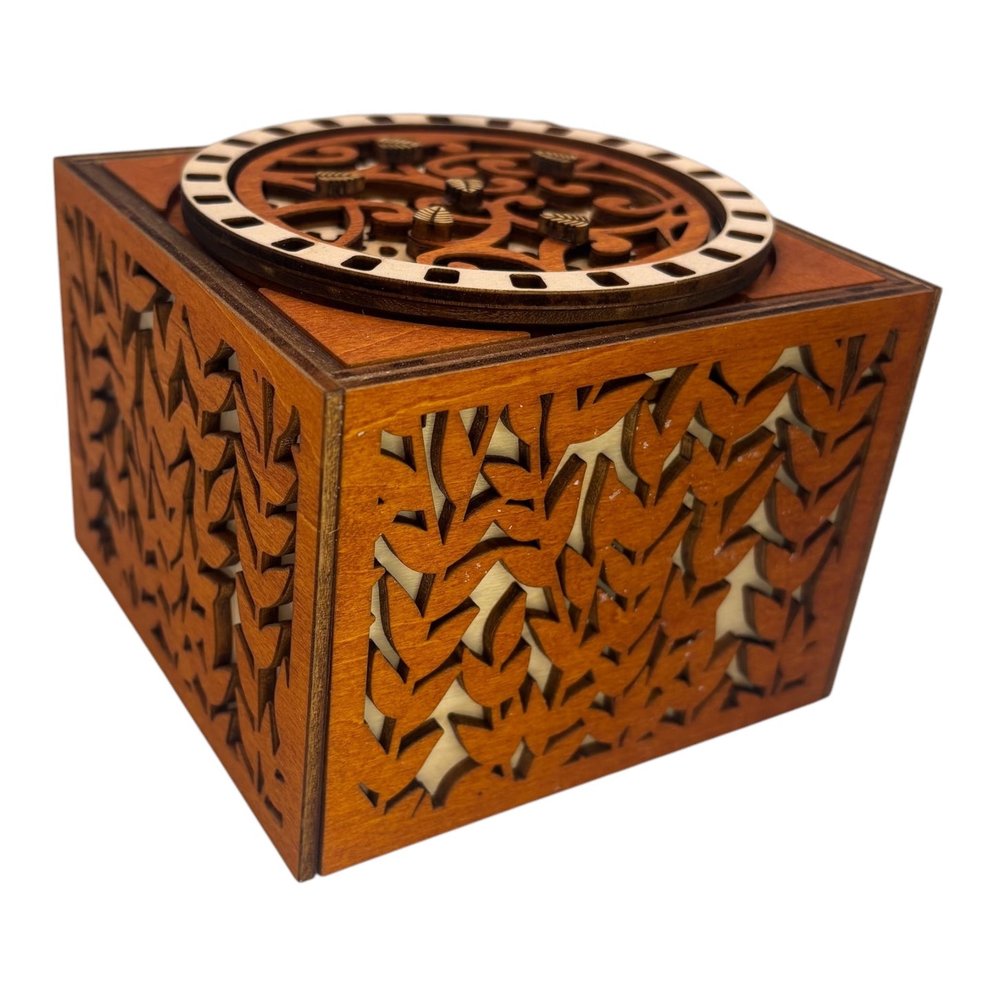 Boite en bois avec mécanisme engrenage sans casse tete boite à bijoux secrets tresors en gravure et decoupe laser décoration intérieur de fabrication francaise et artisanale