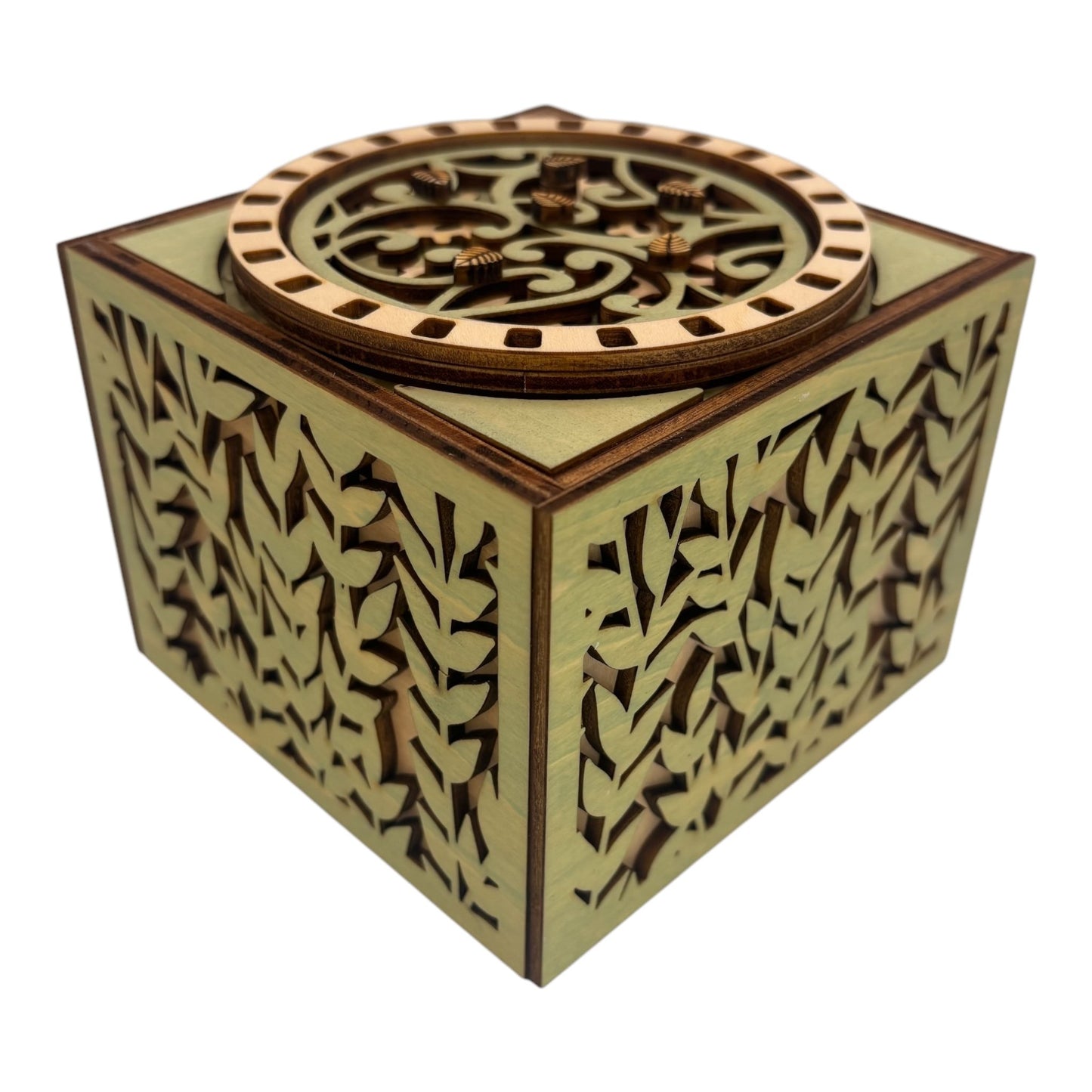 boite en bois à mécanisme d'engrenage pour bijoux, secrets trésors sans casse tête décoration intérieur en gravure et découpe laser fabrication francaise et artisanale