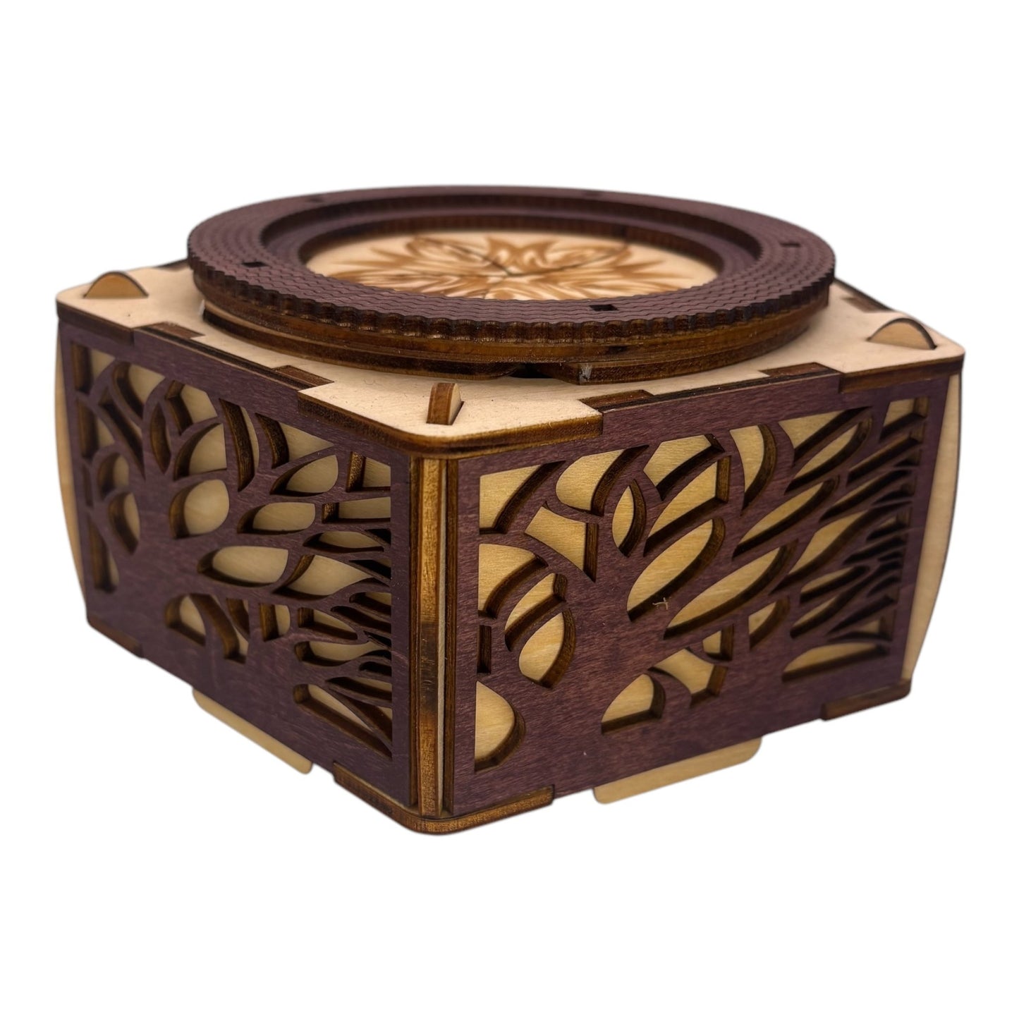 boite en bois avec mécanisme et engrenage cahé sans casse tête pour bijoux tresors et secrets decoration intérieur en decoupe et gravure laser fabrication francaise et artisanale
