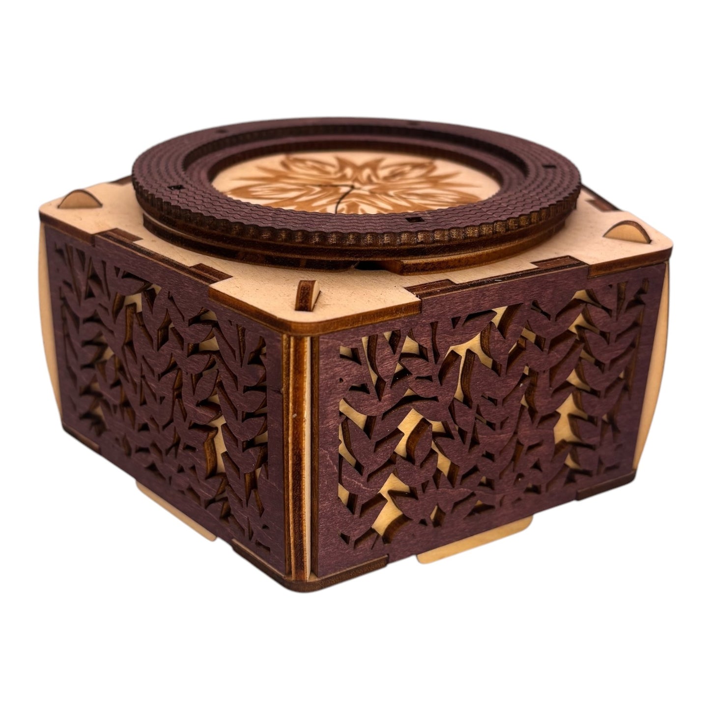 boite en bois pour bijoux secrets trésors décoration intérieur avec mécanisme et engranage sans casse tete en gravure et découpe laser fabrication française et artisanale