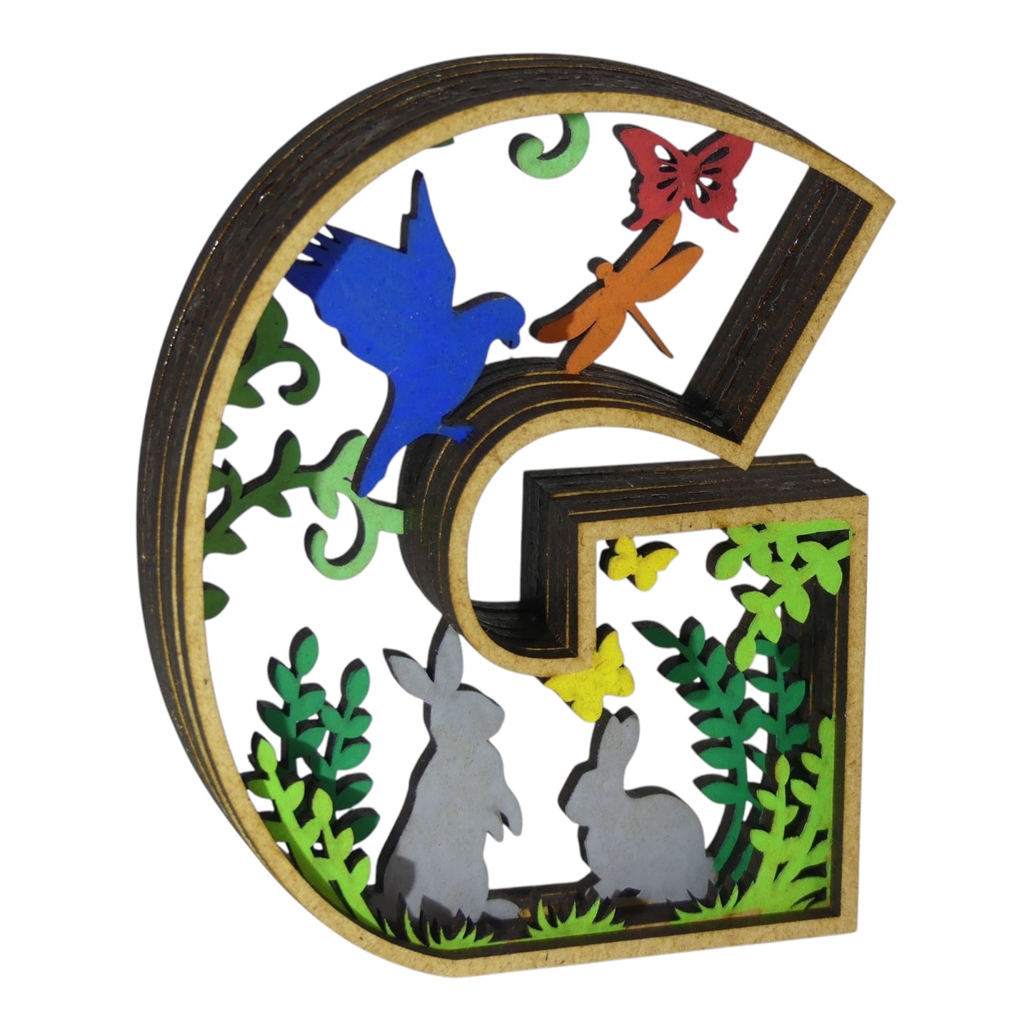 Lettre décorative en 3D avec animaux en découpe et gravure laser fabrication française et artisanale décoration intérieur