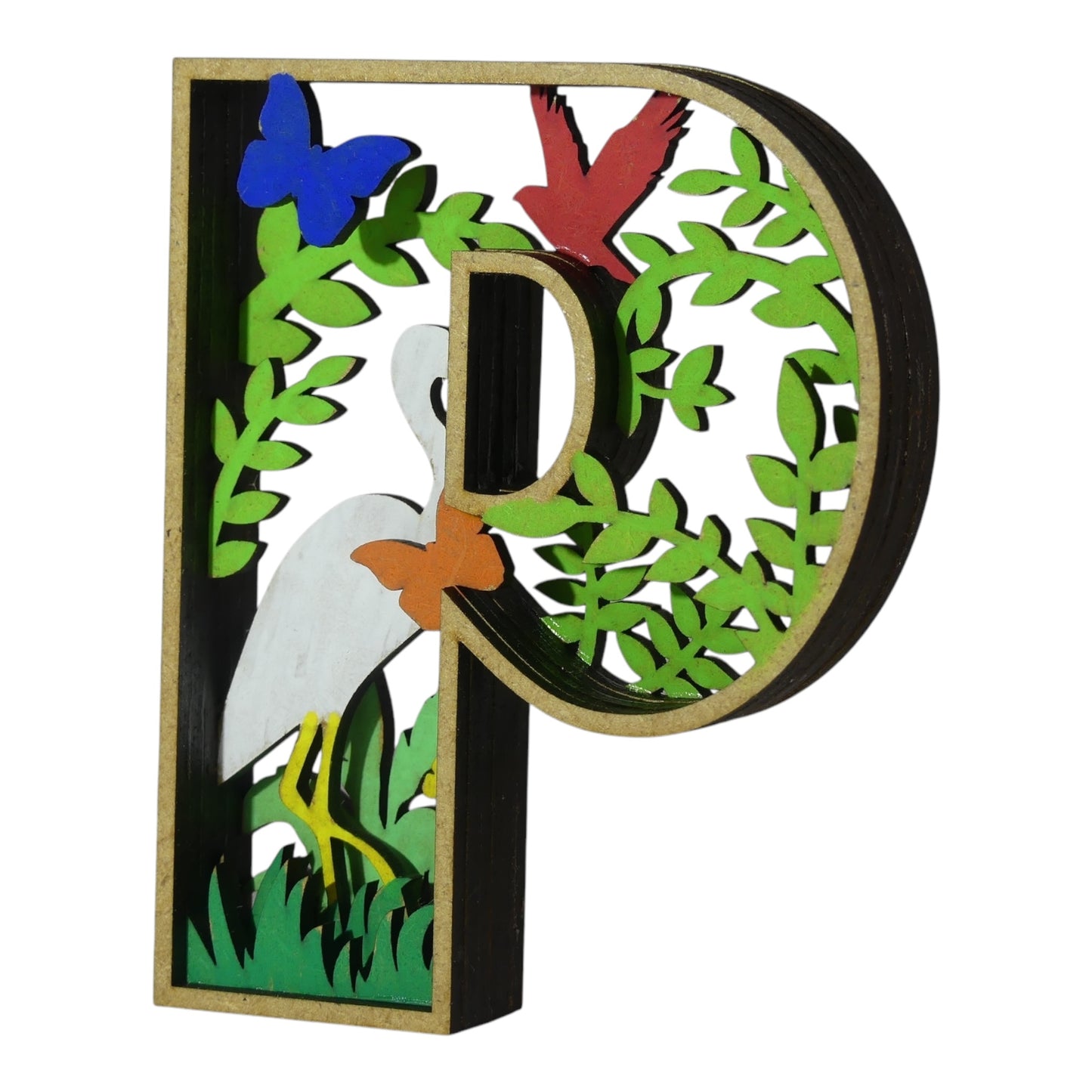 Lettre décorative en 3D avec animaux en découpe et gravure laser fabrication française et artisanale décoration intérieur