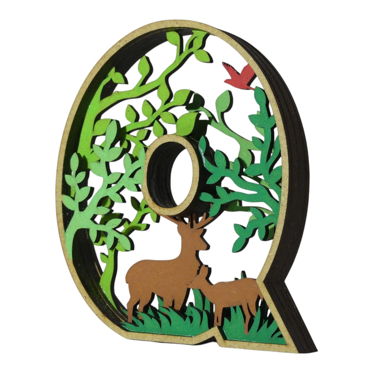 Lettre décorative en 3D avec animaux en découpe et gravure laser fabrication française et artisanale décoration intérieur