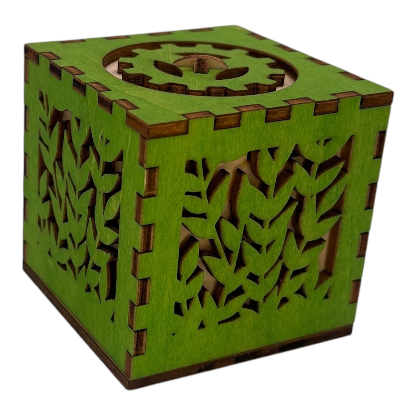 petit ecrin en bois , decoupe laser boite avec engrenage , mécanisme caché , pas de casse tête, boite à bijoux ou à trésors fabrication francaise