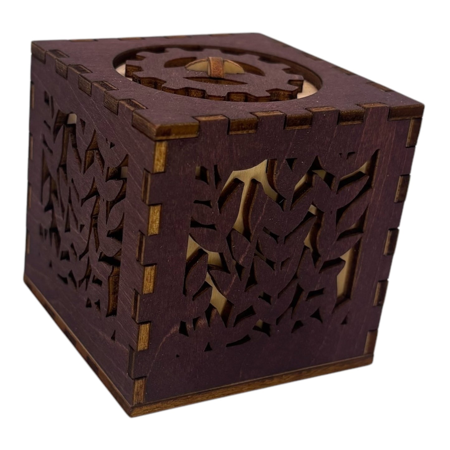 ecrin en bois boite avec engrenage , mécanisme caché , pas de casse tête, boite à bijoux ou à trésors decoupe laser fabrication francaise et artisanale