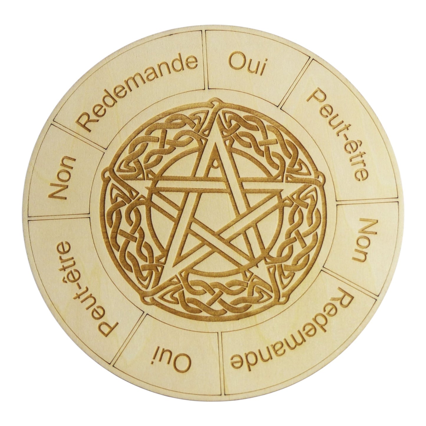 Planche à pendule pentacle rechargement fleur de vie , ésotérisme, bien être lithothérapie fabrication francaise et artisanale en gravure et découpe laser
