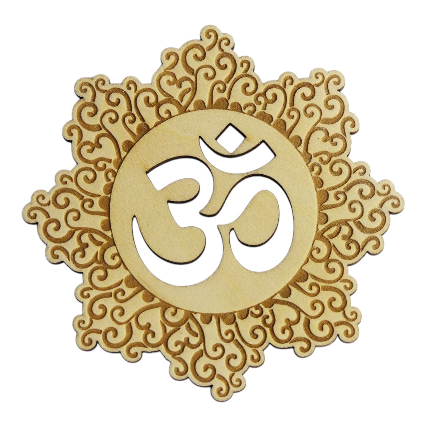 Symbole Om Plaque de rechargement fleur de vie , ésotérisme , symbole sacrés, bien être lithothérapie fabrication francaise et artisanale  en gravure et découpe laser