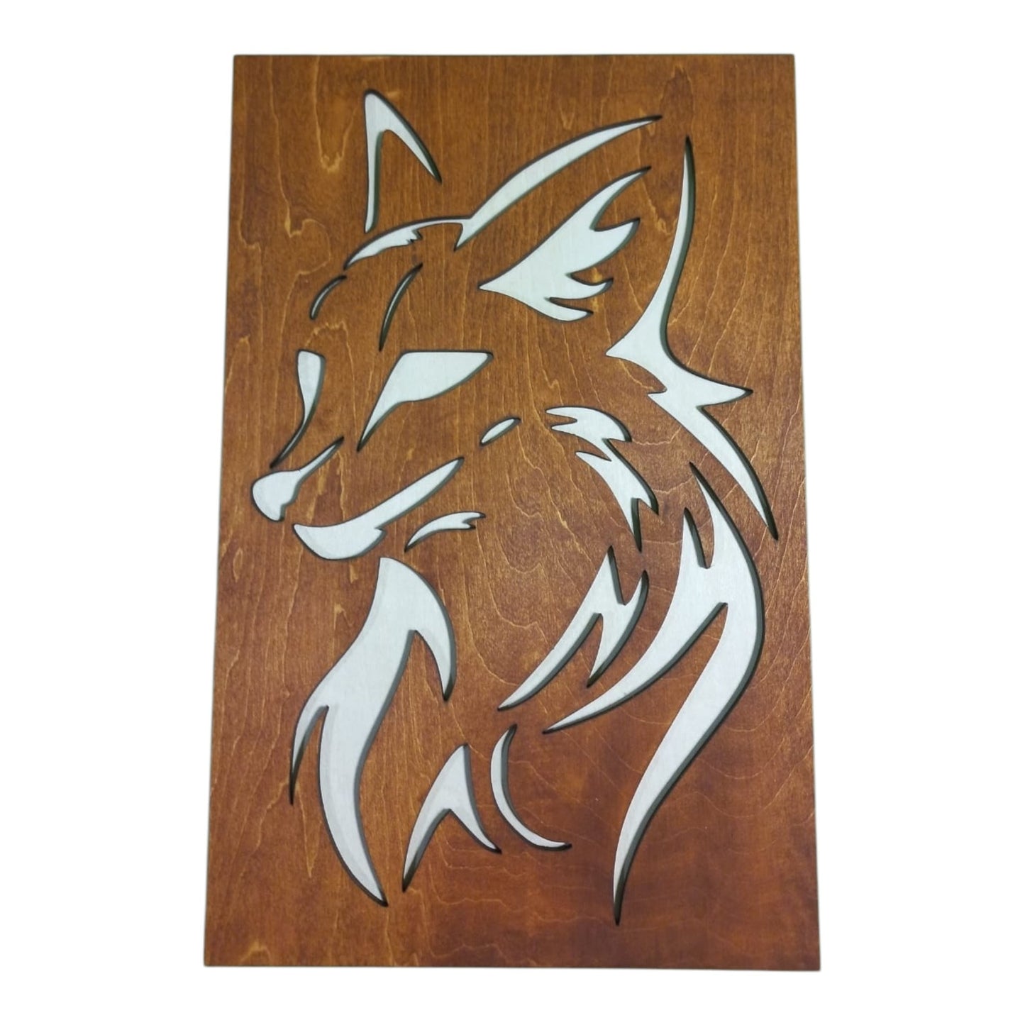 Tableau Renard en bois, décoration d'intérieur naturelle en découpe laser. Décoration murale en reliefs. Art du bois de fabrication francaise et artisanale