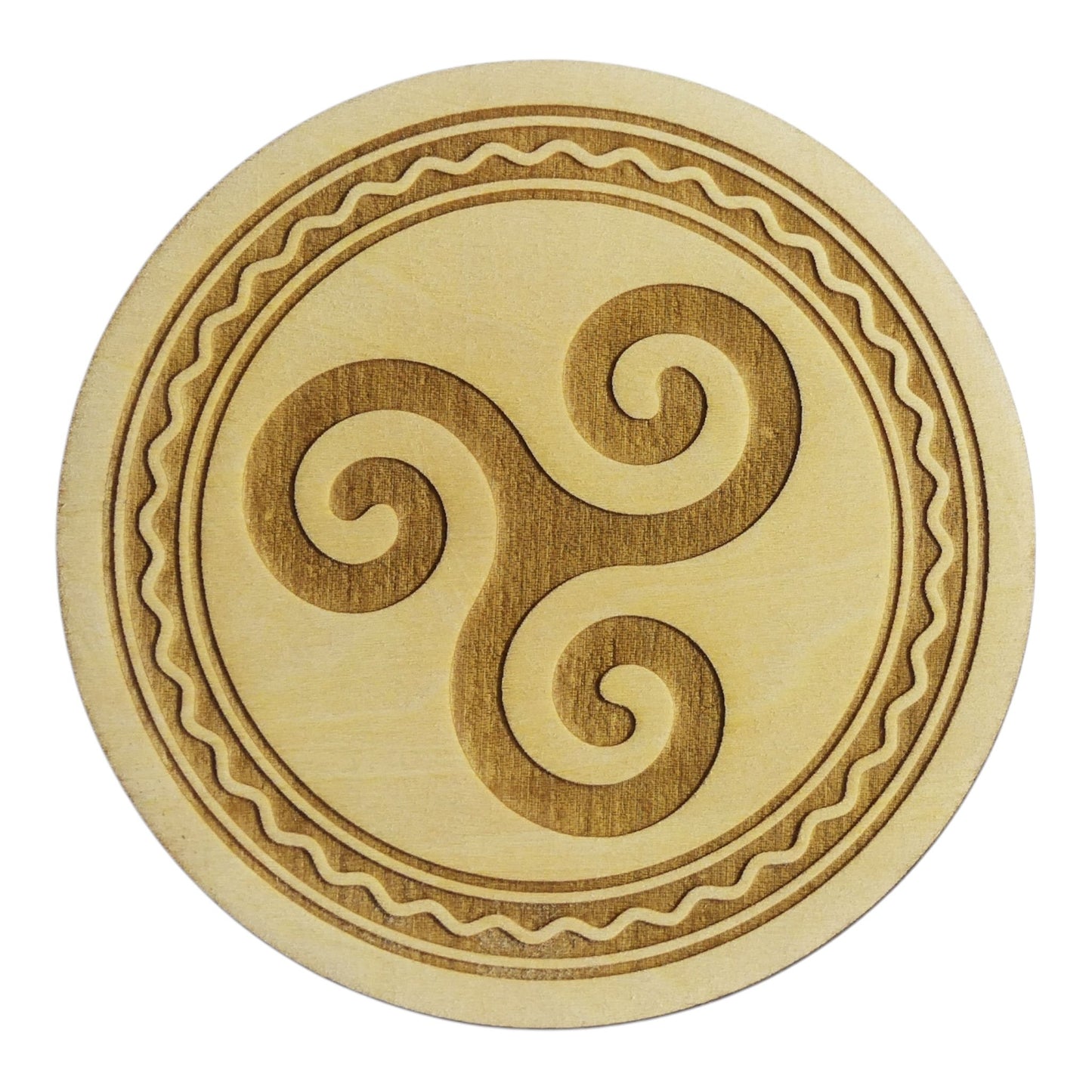 Triskel gravé plaque de rechargement fleur de vie , ésotérisme , symbole sacrés, bien être lithothérapie fabrication francaise et artisanale  en gravure et découpe laser