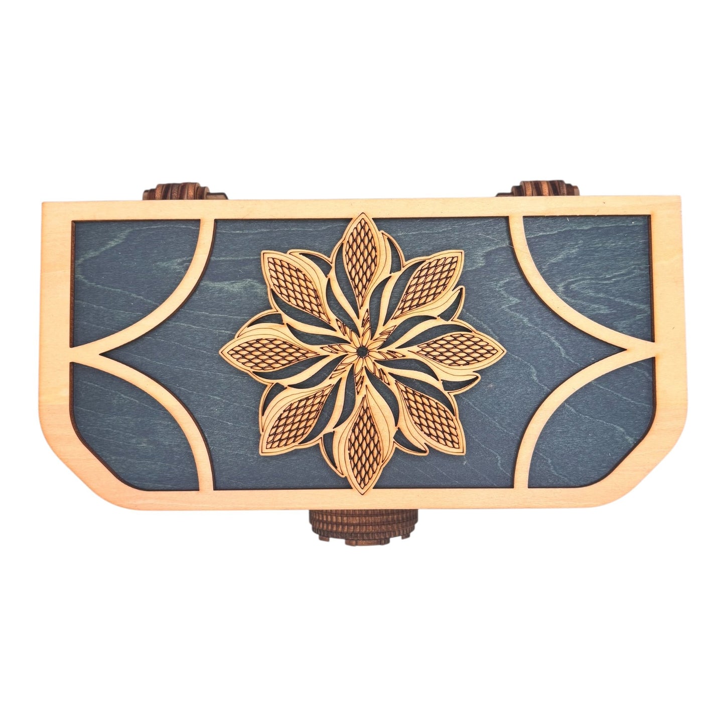 Coffre à trésors avec mécanisme d'engrenage , boite en bois pour bijoux, secrets decoration interieur fabrication francaise et artisanale decoupe et gravure laser